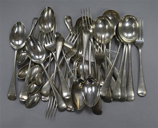 A matched part service of silver Old English pattern flatware,